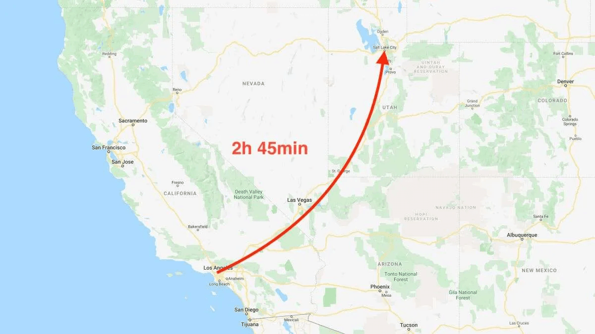 Los Angeles to Salt Lake City flight route